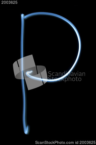 Image of The letter P from neon light. 
