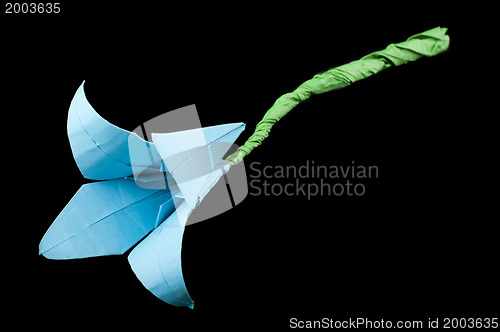 Image of Blue Flower origami black isolated.