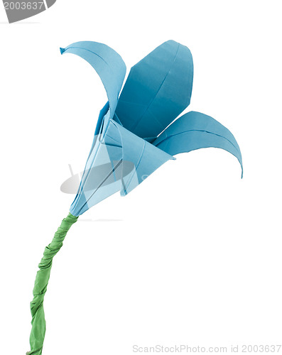 Image of Origami blue flower white isolated.