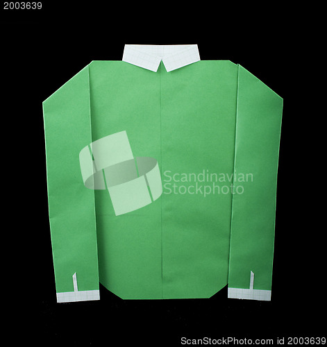 Image of Isolated paper made green shirt.