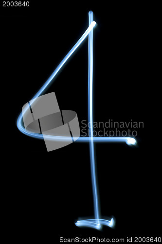 Image of Number four digit from neon light