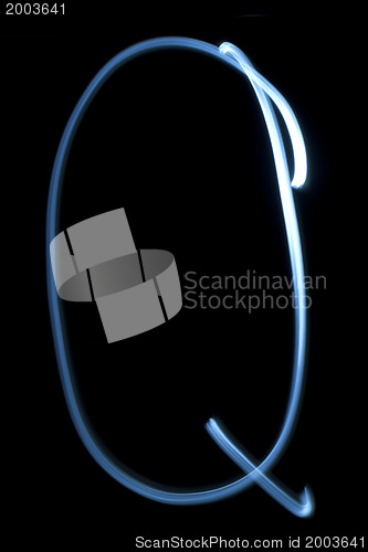 Image of The letter Q from neon light. 