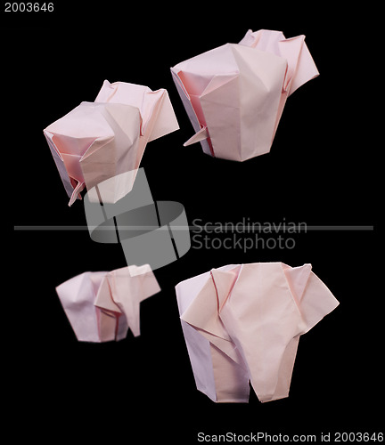 Image of Pink elephants black isolated