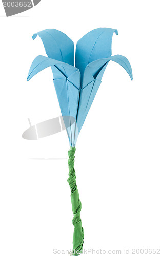 Image of Origami blue flower white isolated.