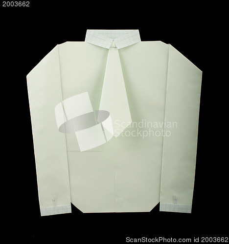 Image of Isolated paper made white shirt with tie