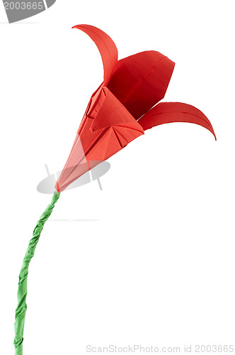 Image of Origami red flower white isolated.