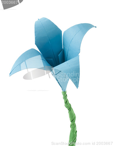 Image of Origami blue flower white isolated.