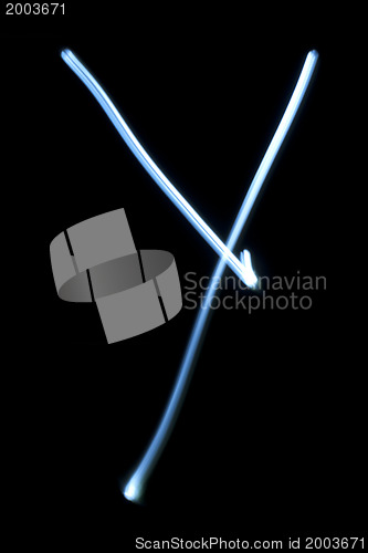 Image of The letter Y from neon light. 