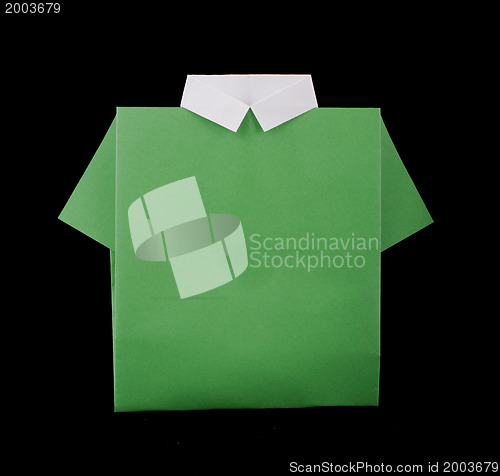 Image of Isolated paper made green shirt.