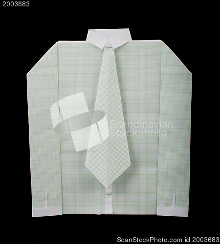 Image of Isolated paper made white shirt with tie