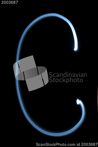 Image of The letter C from neon light. 