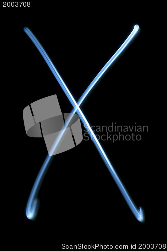 Image of The letter X from neon light. 