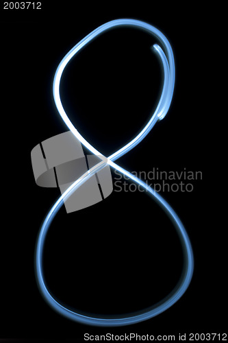 Image of Number eight digit from neon light