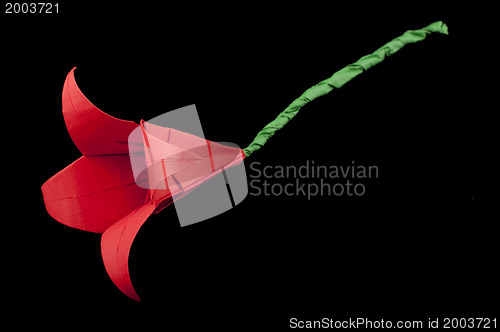 Image of Red Flower origami black isolated.
