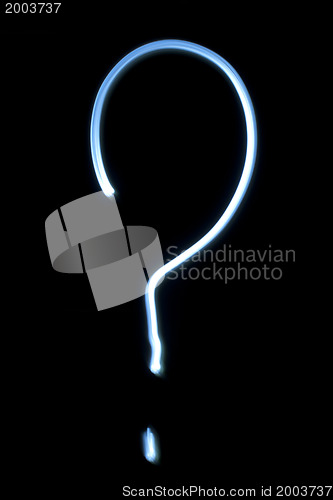 Image of The question mark from neon light. 