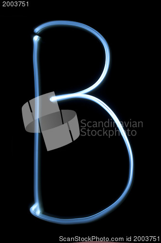 Image of The letter B from neon light. 