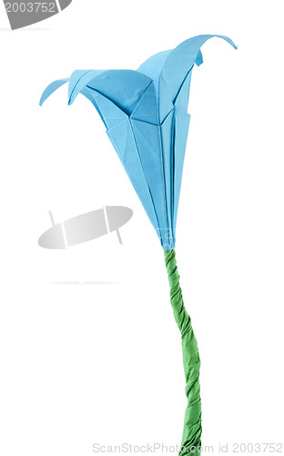 Image of Origami blue flower white isolated.
