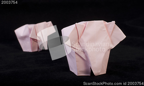 Image of Pink elephants black isolated