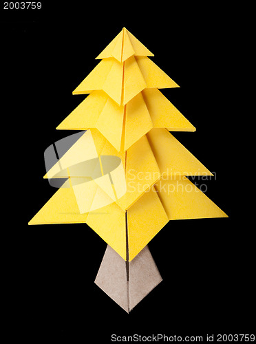 Image of Yellow christmas tree black isolated 