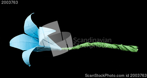 Image of Blue Flower origami black isolated.