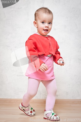 Image of Full length portrait of a happy little girl