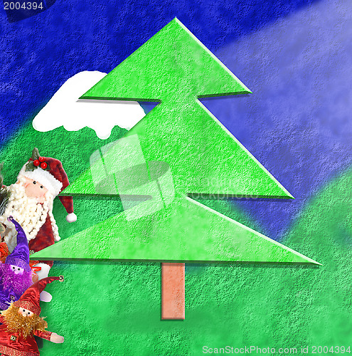 Image of christmas card funny Santa and elves