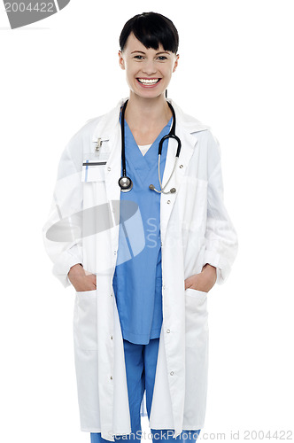 Image of Smiling young female medical professional