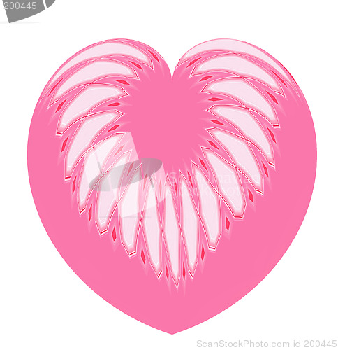 Image of Pink Heart White Feathers