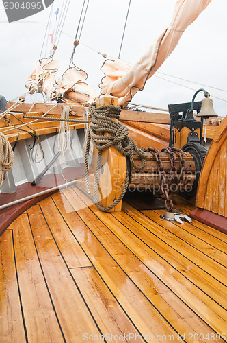 Image of Close-up shot of rope. Taken at a shipyard. 