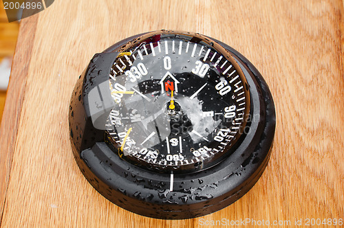 Image of yacht compass, close-up 