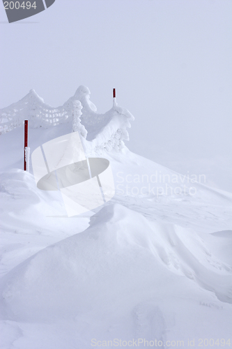 Image of snow drift at top of mountain