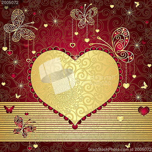 Image of Gold and red valentine frame