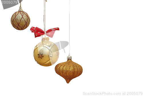 Image of golden christmas baubles