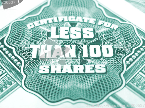 Image of Certificate for less than 100 shares