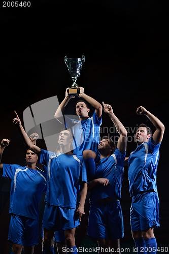 Image of soccer players celebrating victory