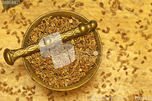 Image of anise seed with mortar