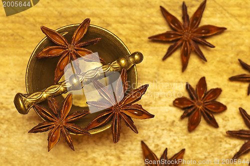 Image of star anise with mortar
