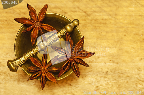 Image of star anise with mortar