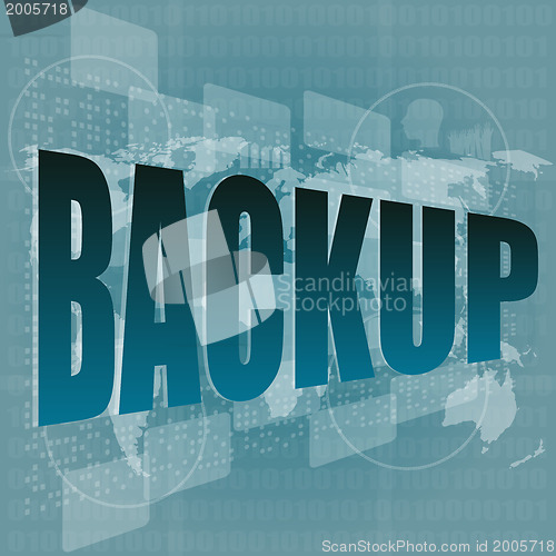 Image of word backup on digital screen - business concept