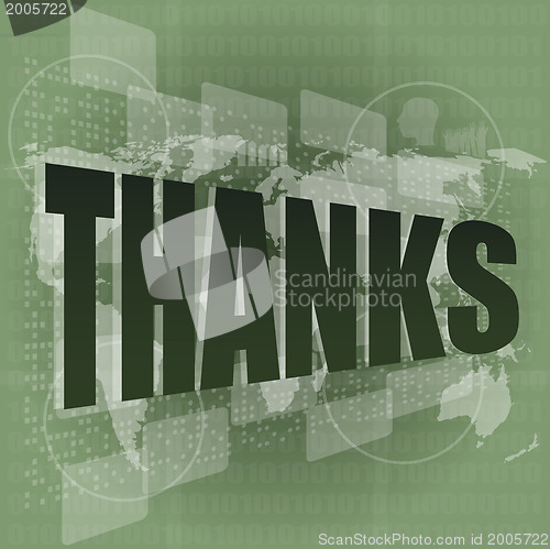 Image of Thank you - thanks word on digital screen - social