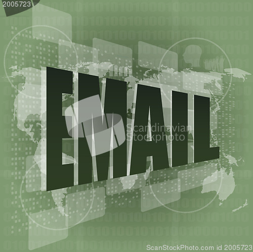 Image of business concept: pixelated words email on digital screen