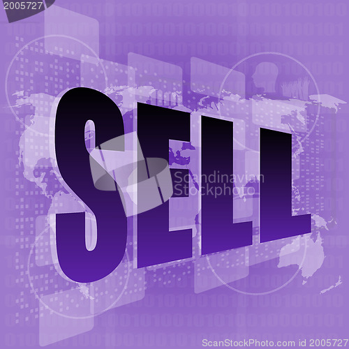 Image of Pixeled word sell on digital screen - business concept