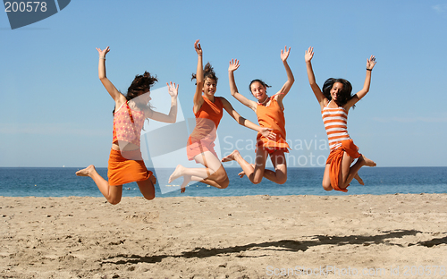 Image of Four girls jumping