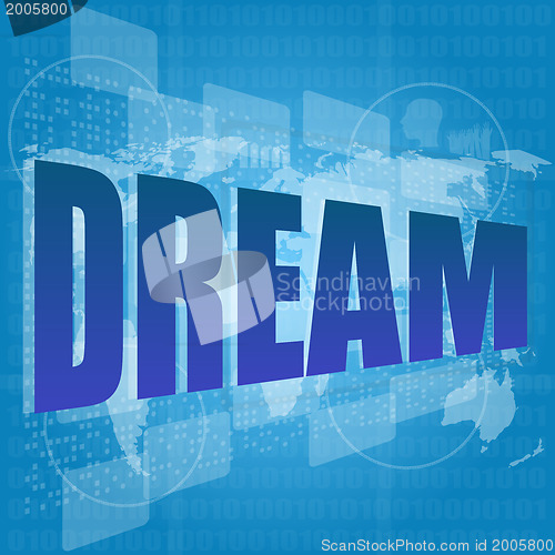 Image of Life style concept: pixelated words dream on digital screen