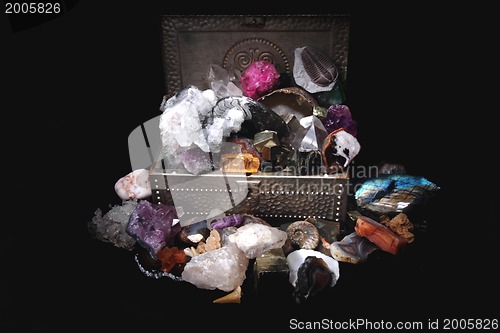 Image of minerals and gems in the steel box