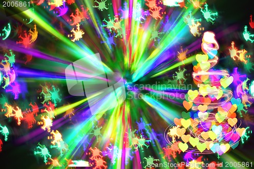 Image of xmas tree from the christmas lights