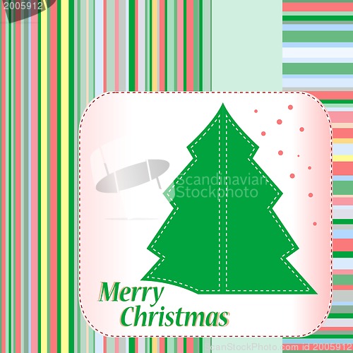 Image of Christmas tree and decorations on winter background.