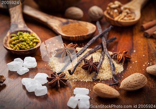 Image of Aromatic baking ingredients for Christmas cookies
