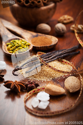 Image of Aromatic baking ingredients for Christmas cookies