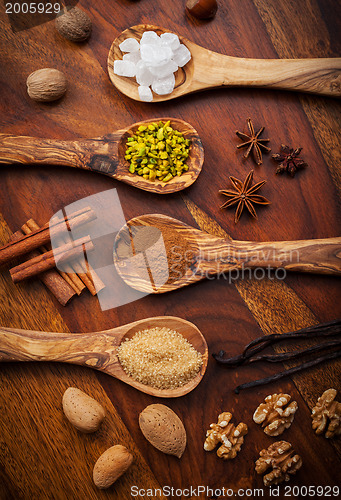 Image of Aromatic baking ingredients for Christmas cookies